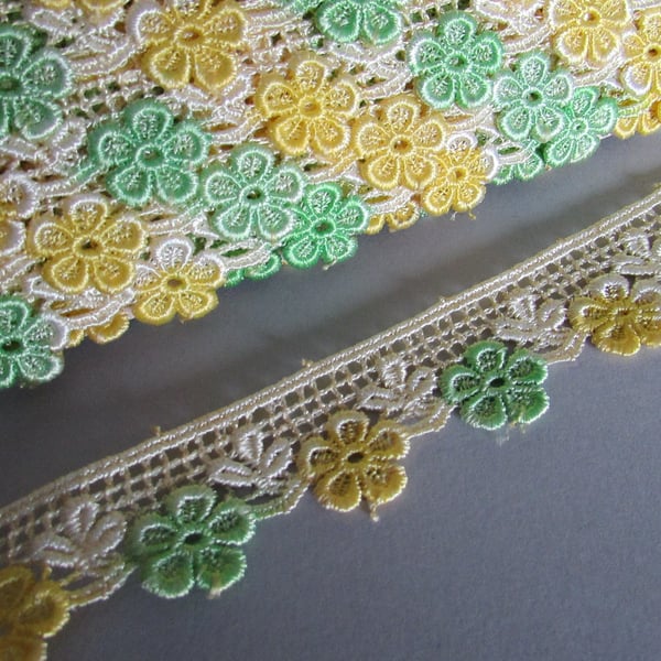 Yellow & Green Ombre Venise Guipure Lace sold by the metre