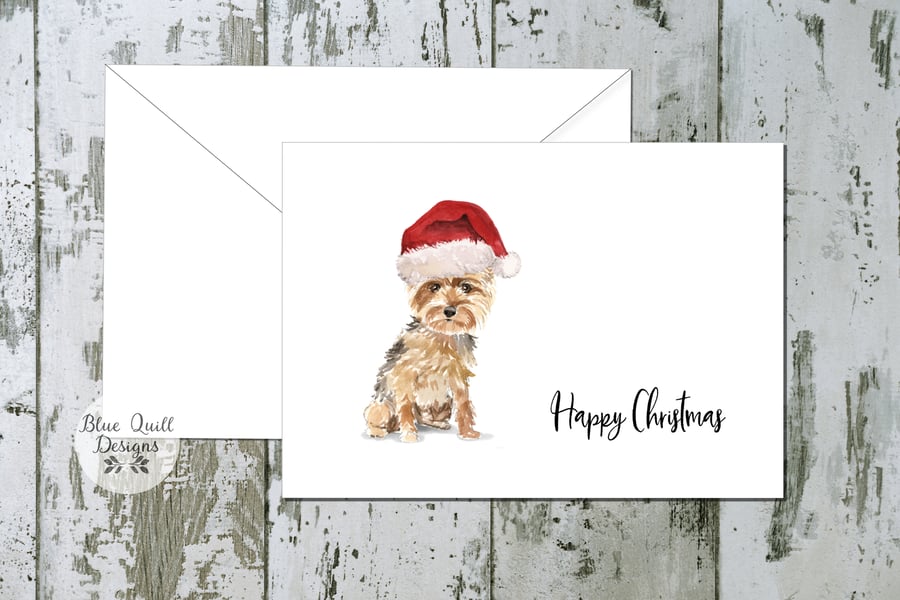 Yorkshire Terrier Folded Christmas Cards - pack of 10 - personalised