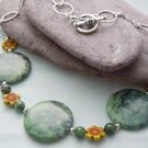 Green Jade & Czech glass bead necklace