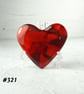 Fused glass red heart pocket hug with stand 5x4.5cm, handcrafted (321)