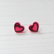 Pink Cartoon style heart stud earrings