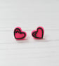Pink Cartoon style heart stud earrings