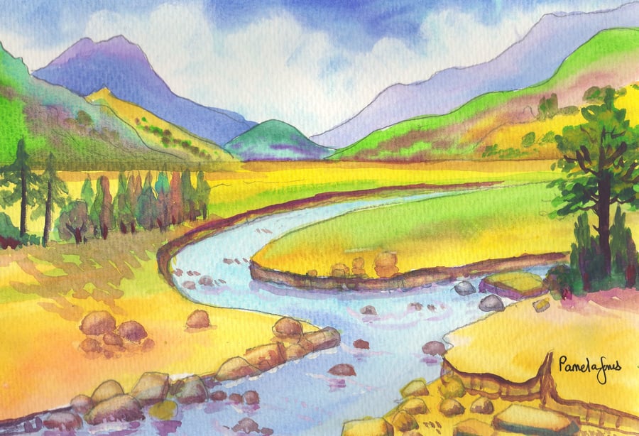 Scottish Glen - Original Watercolour in 14 x 11 '' Mount