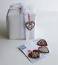 Hearts - hanging decorations - snowflakes - red, silver, pack of four - Image 2