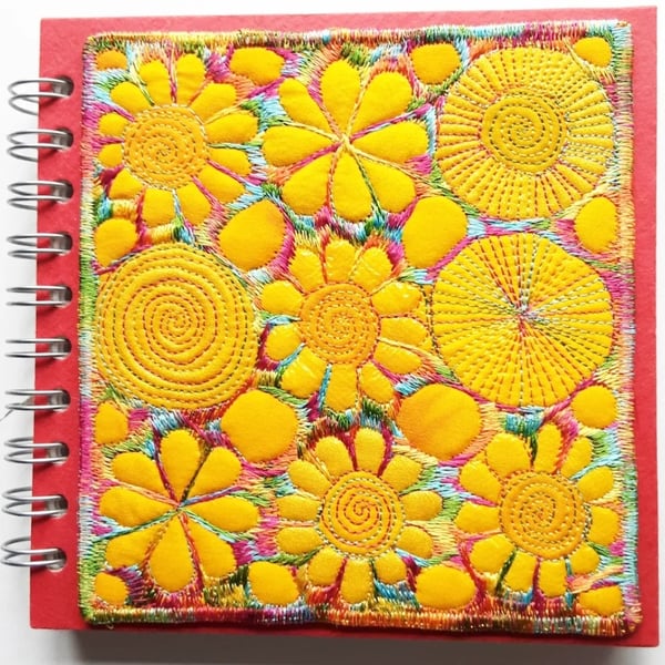 Sketchbook Spiral Bound Square 6 x 6 inches Free Machine Embroidery Cover