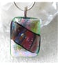 Lilac Green 256 Dichroic Glass Pendant silver plated chain - Image 4