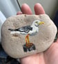 Seagull Herring Gull  Hand painted and varnished paper weight stone  - Image 1