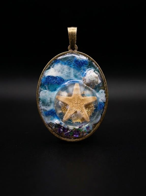 Sea shore resin pendant