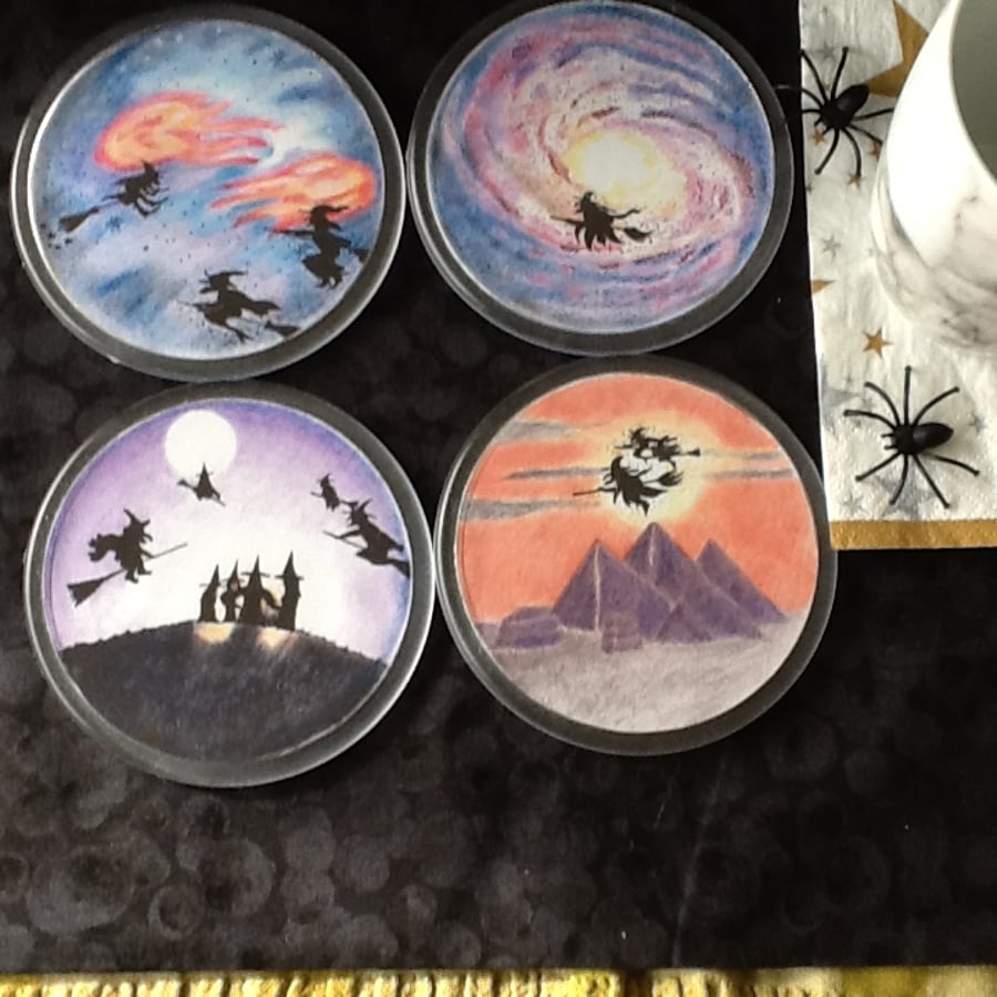 Coasters - set of 4 Halloween coasters. Perfectly imperfect