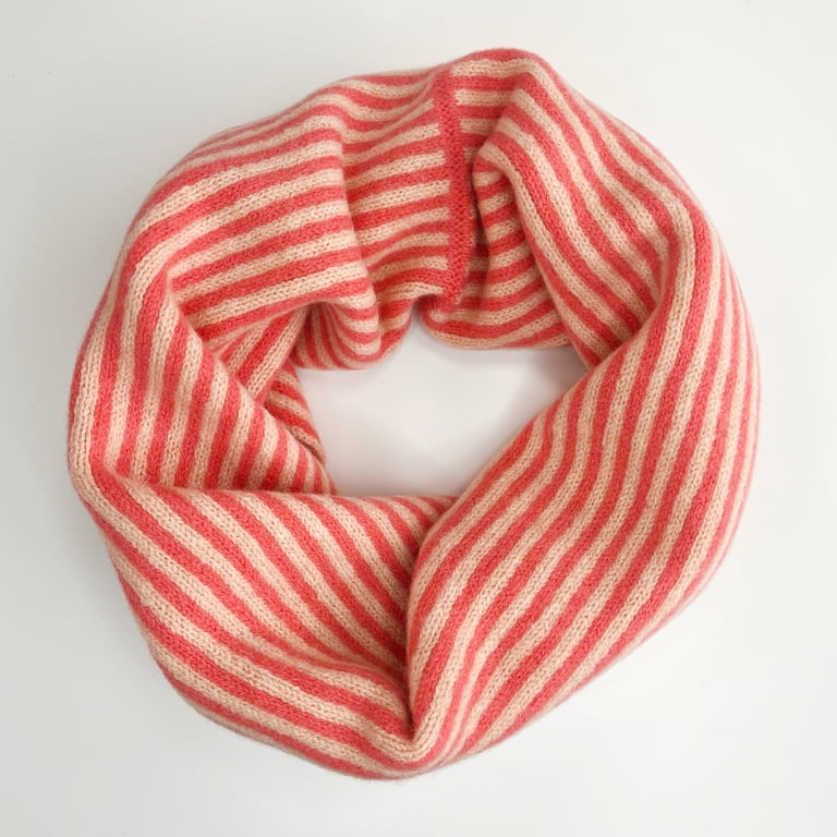 Summer Seconds Stripe snood cowl - coral and nectarine