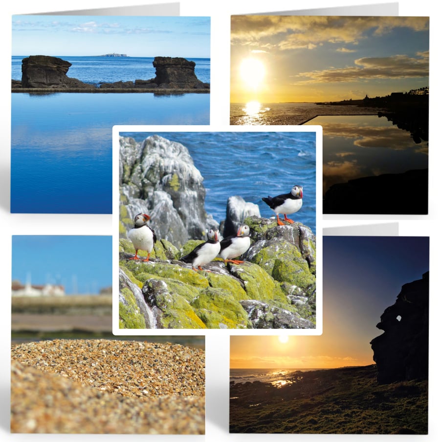 5 x Pack Greetings Cards. Scottish Beach. Relaxing Seaside Landscape Photos