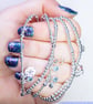 Butterfly Charm Bracelet Sterling Silver Stretchy green glass handmade  - Image 10