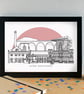 Burnley Landmarks Skyline Art Print - Image 3