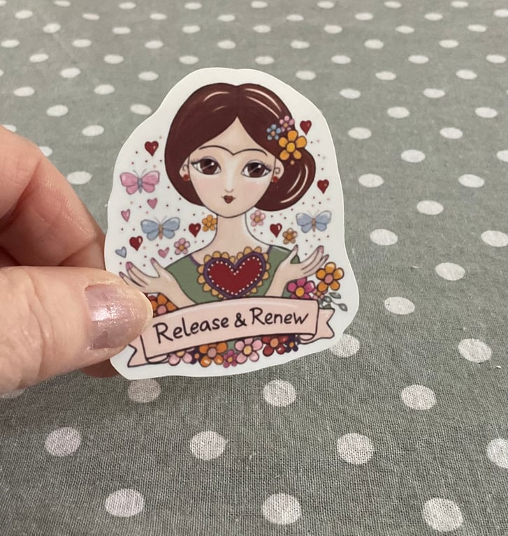 Frida Kahlo Stickers-Release and Renew- colourful vinyl -Feminist art-Empowering