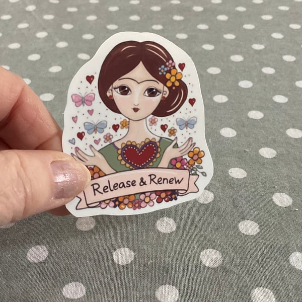 Frida Kahlo Stickers-Release and Renew- colourful vinyl -Feminist art-Empowering