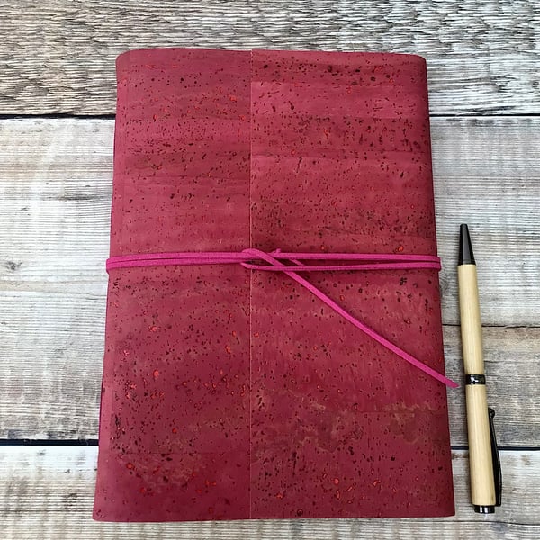 Cork Journal Notebook in Fuchsia Pink
