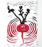 Red Radish Lino Print, A6 Size