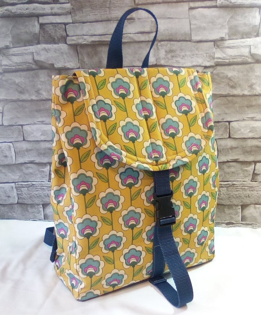 Backpack Flowers Lightweight showerproof lined unique handmade bag
