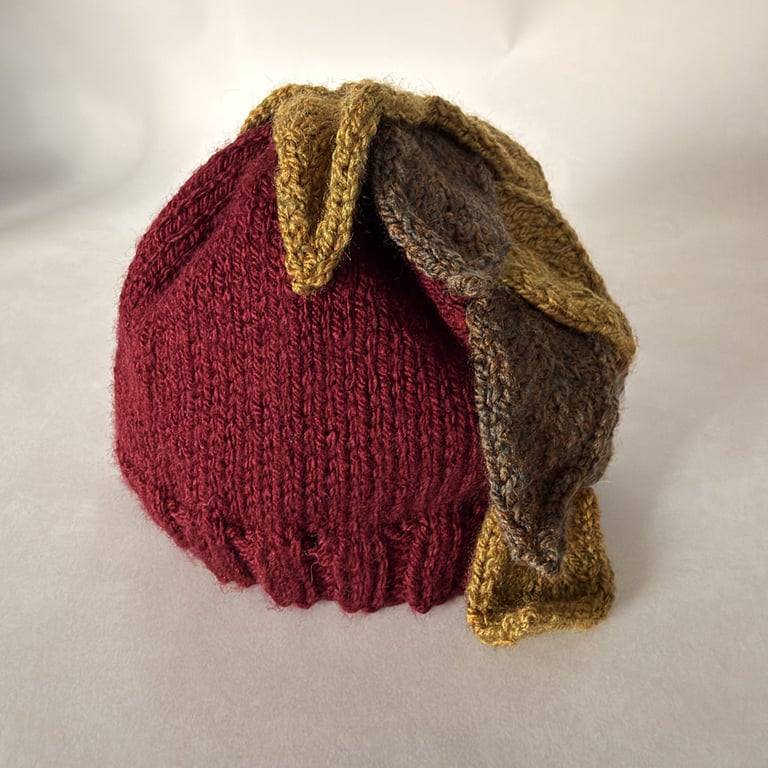 Children's Hand Knitted Hat with Cascading Leaves