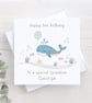 Cute baby whale Birthday Card, any age, sea life theme card, cute under the sea