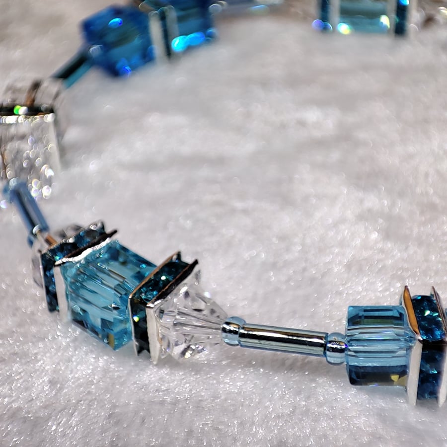 Crystal bracelet in icy winter blues