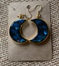 Handmade Moon-Shaped Earrings With Blue Abalone Shells
