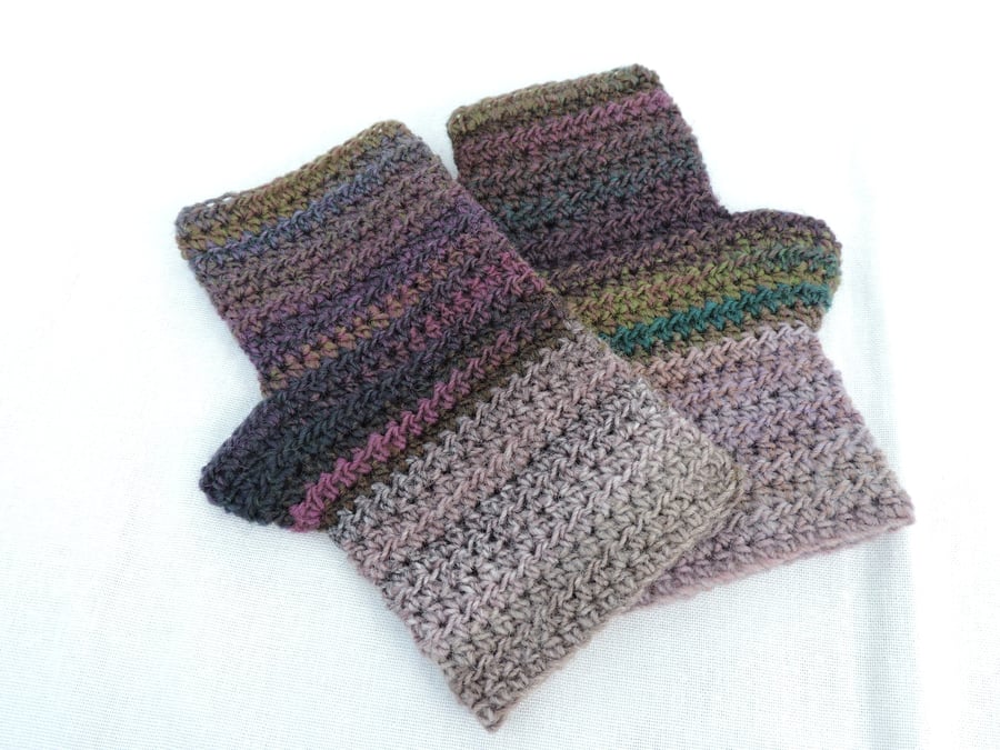 CLEARANCE SALE Mismatched Crocheted Fingerless Mitts  Forest