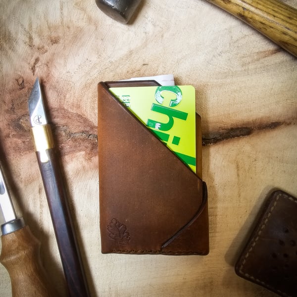 Handmade Abstract Horween Leather Card wallet