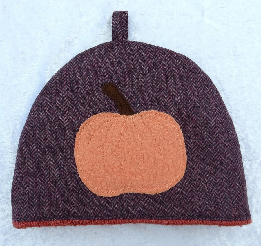Wool tea cosy, pumpkin tea cosy,  to fit a 3 cup teapot, autumn