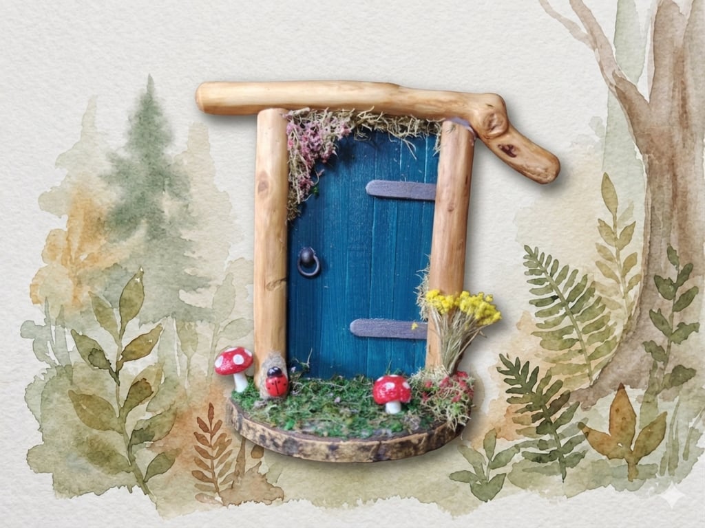 Handcrafted driftwood fairy door.