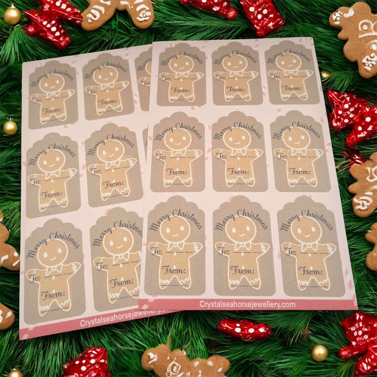 Gingerbread Man Stickers, Gift Tags, Christmas Wrapping Supplies