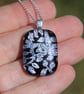 Silver leaves dichroic glass pendant necklace, fused glass necklace F45 - Image 5
