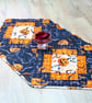 Pumpkin and Bats Fun Halloween Table Runner - Image 1