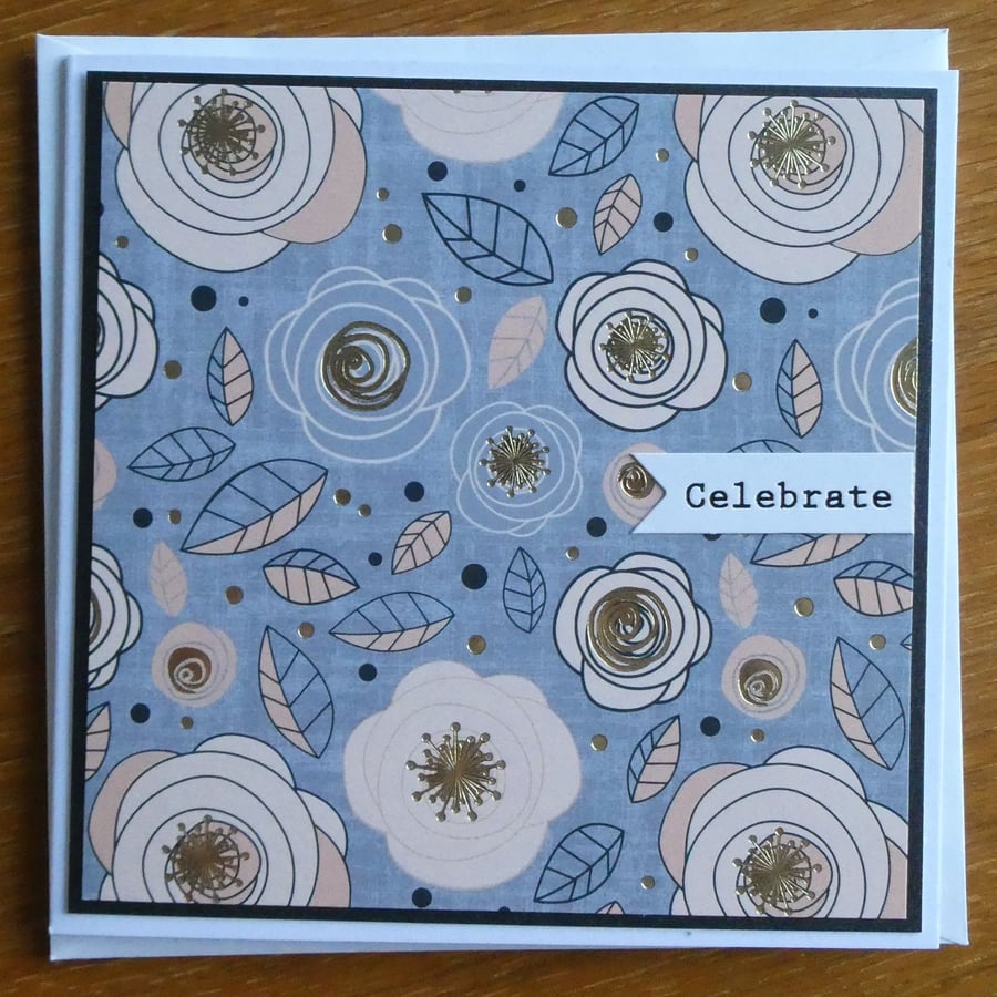 Birthday Card - Celebrate - Peach Floral