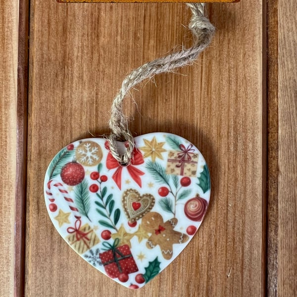 Christmas Tree Hanging Ornament – Gingerbread Man & Festive Treats – Handmade