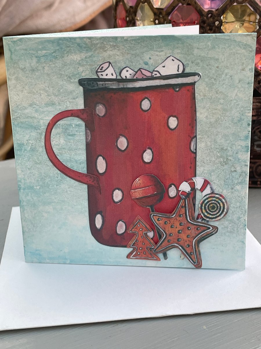 Mug of hot chocolate fun christmas card