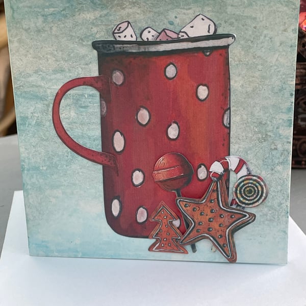 Mug of hot chocolate fun christmas card