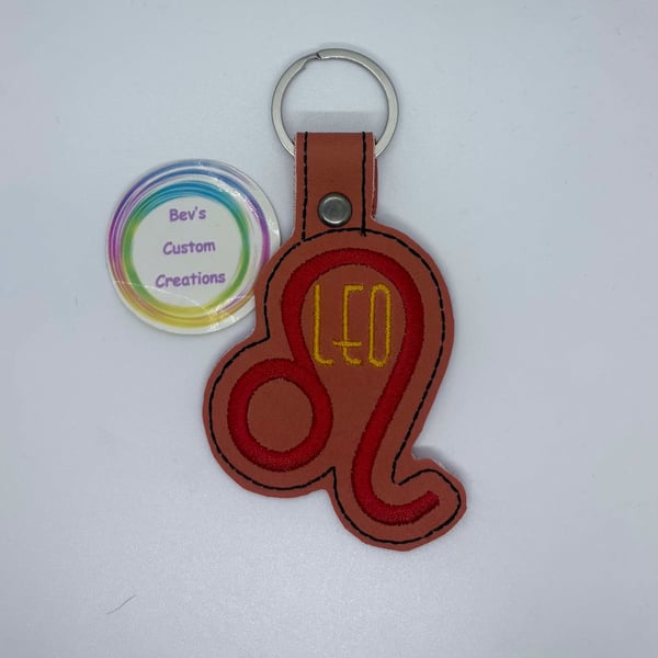 Embroidered Zodiac sign Keyring design - Leo