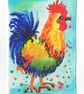 Aceo Original Watercolour, Cockerel, Miniature Art, Size 3.5 x 2.5 inches - Image 1