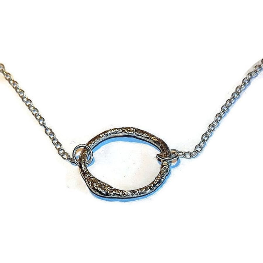 reticulated sterling silver hoop pendant