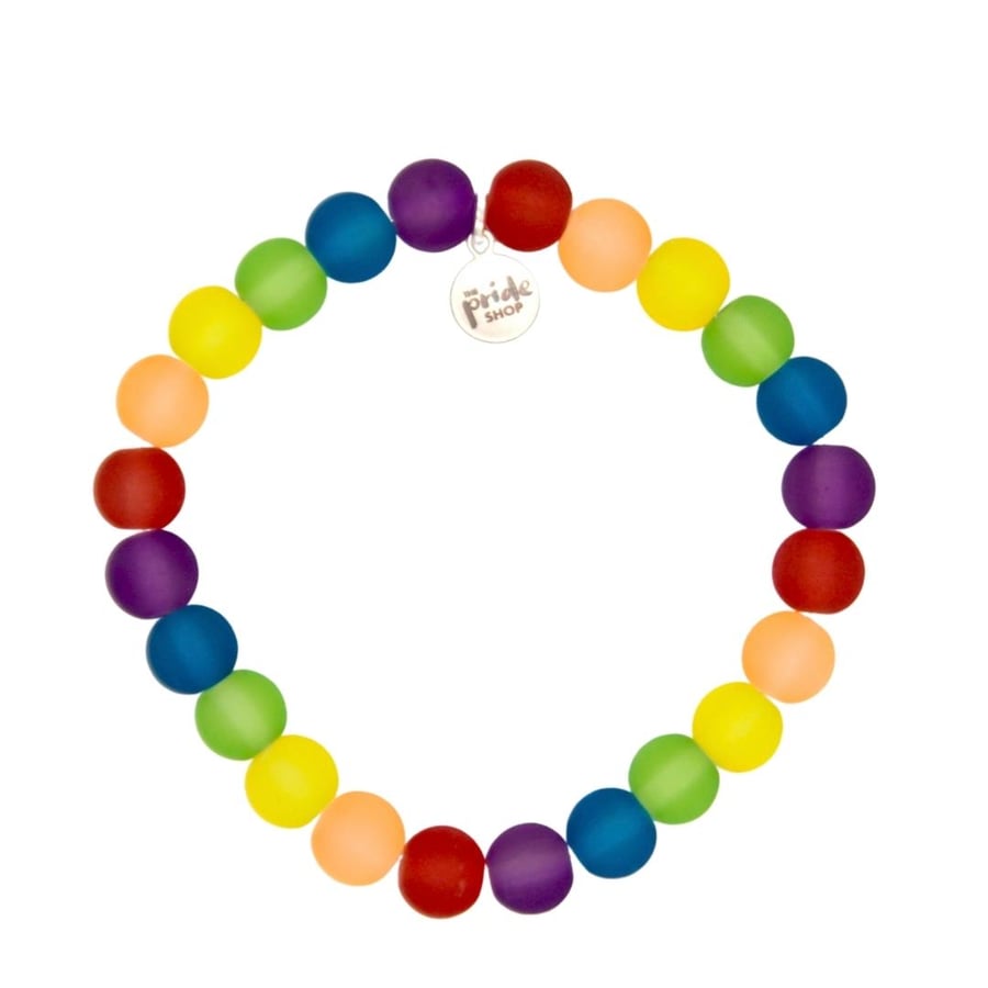 LGBTQ Gay Pride Rainbow Glass Bead Bracelet (full colour)