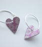 Heart hoop earrings in lilac with ditsy flower print - Image 2