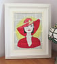 Lady In Red original painting on book page. Shimmering gold paint.s - Image 4