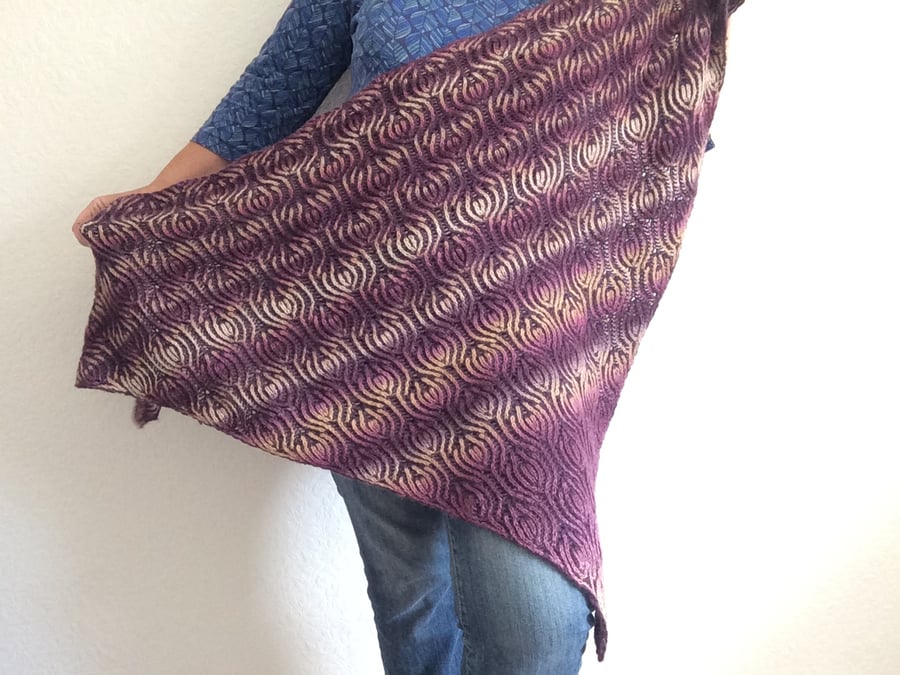 Hand knitted reversible shawl