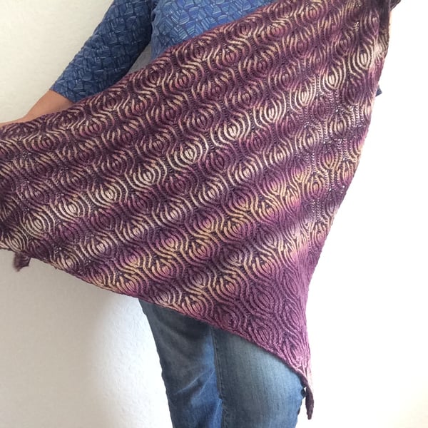 Hand knitted reversible shawl