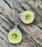 Yellow ceramic flower earrings. one of a kind crockery upcycle.