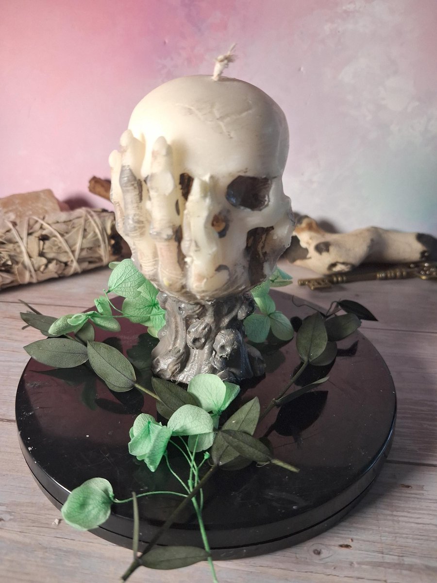 Decorative Hand Painted Skull Candle