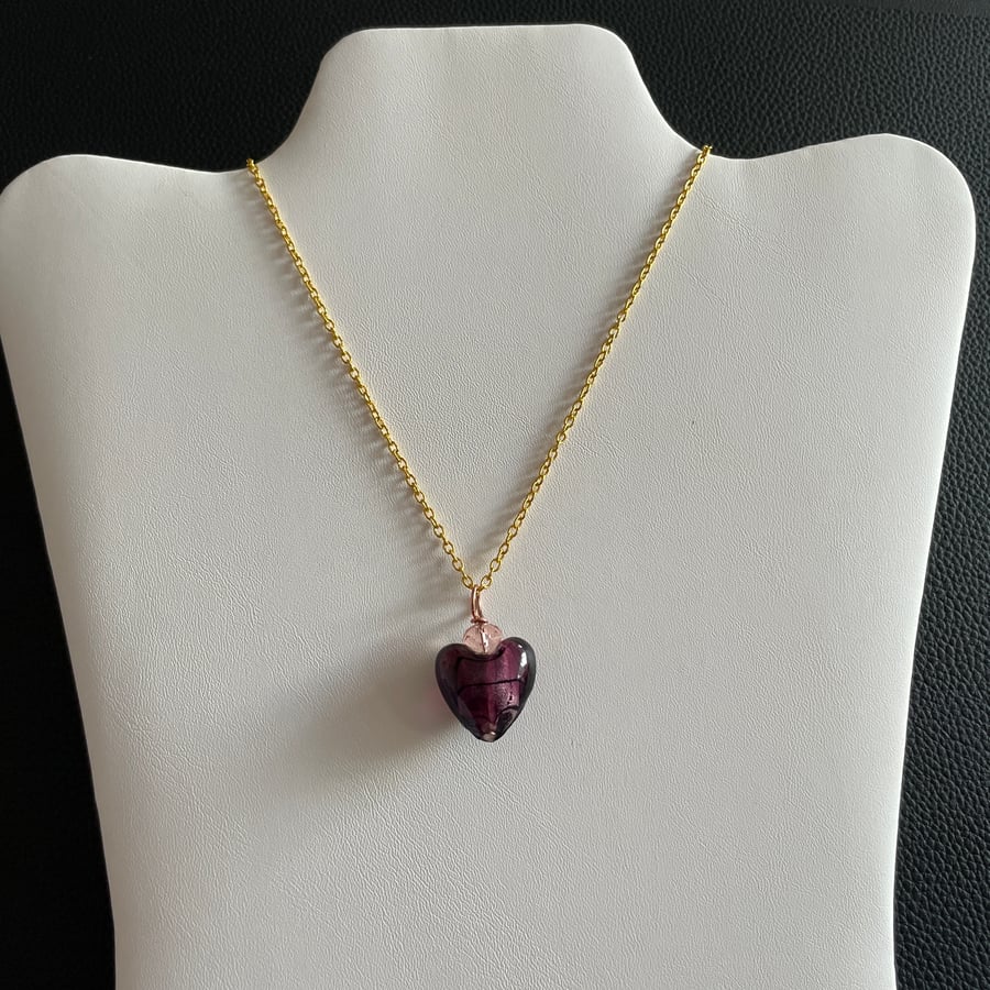 Purple Glass Heart Pendant