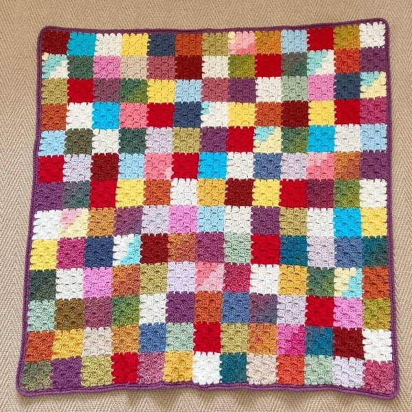 Unique Multi Coloured Patchwork Crocheted Baby Blanket