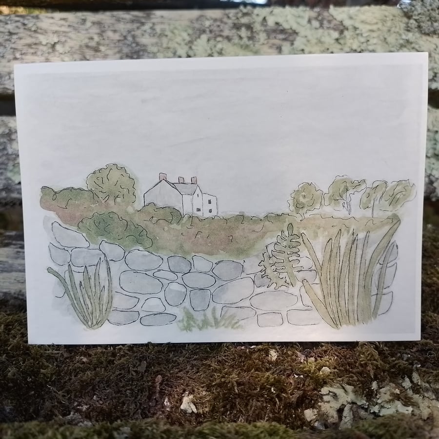 Greetings card with original house watercolour design